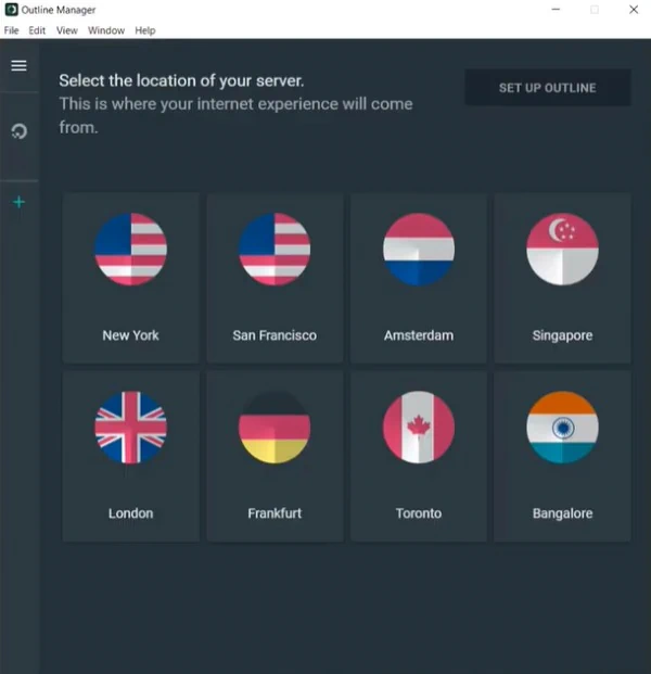 Select the location of your server
