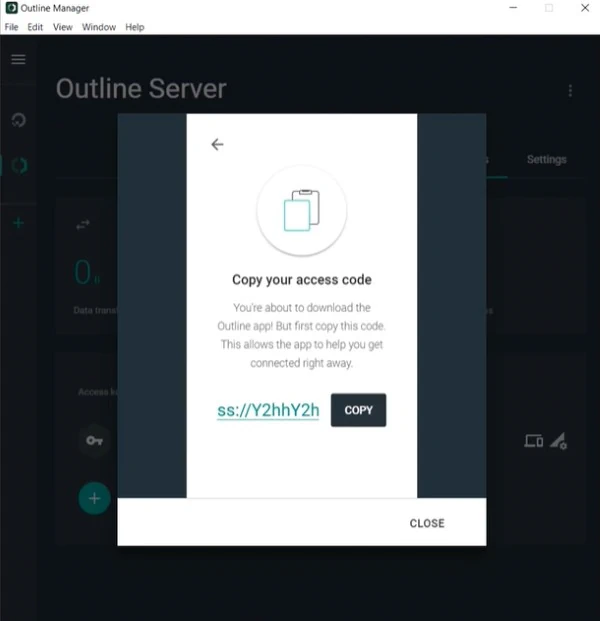 Copy the access key