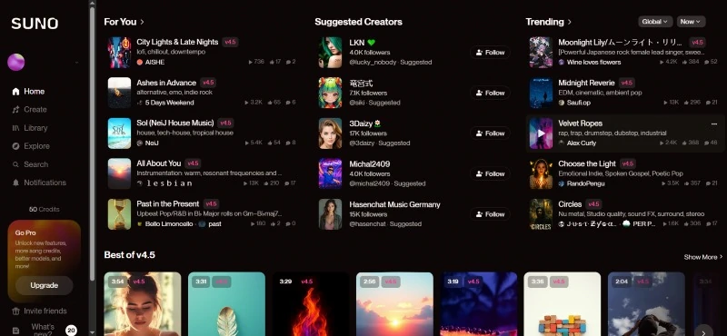 Home page of Suno