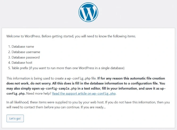 WordPress 的欢迎信息