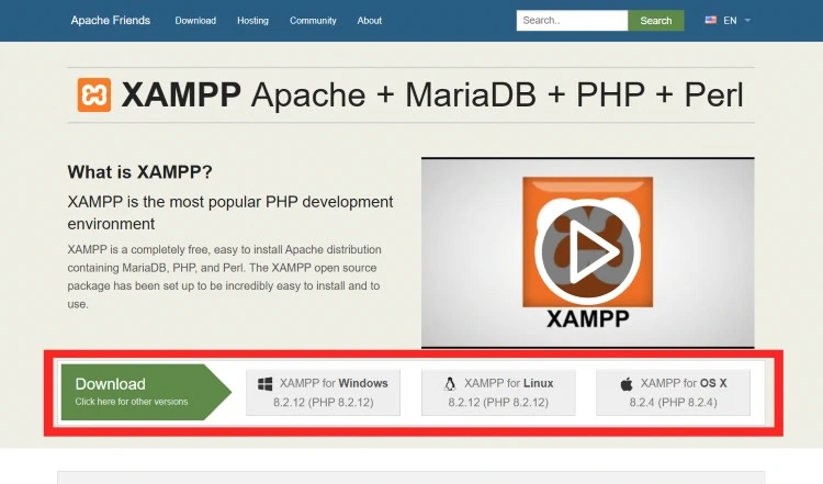 XAMPP 下载页面